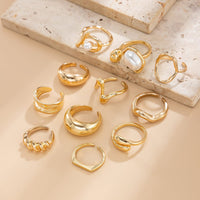 Thumbnail for 11 Pcs Barqoue Pearl Inlaid Waterdrop Hoop Ring Set - ArtGalleryZen