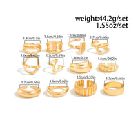 Thumbnail for 12 Pcs Gold Silver Tone Glossy Curved Hollow Waterdrop Ring Set - ArtGalleryZen