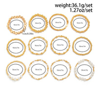 Thumbnail for 12 Pcs Minimalist Gold Silver Tone Pearl Beaded Chain Bracelet Set - ArtGalleryZen