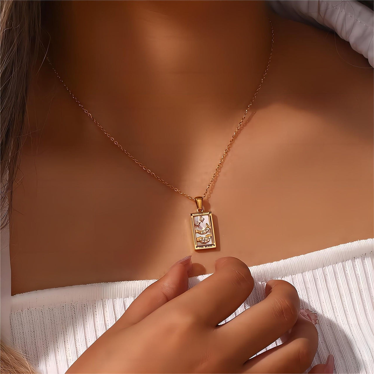 18K Gold Plated Stainless Steel Tarot Card Necklace - ArtGalleryZen
