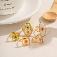 Thumbnail for 18K Gold Real Dried Flower Ring - ArtGalleryZen