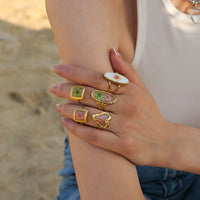 Thumbnail for 18K Gold Real Dried Flower Ring - ArtGalleryZen