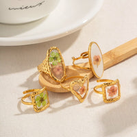 Thumbnail for 18K Gold Real Dried Flower Ring - ArtGalleryZen