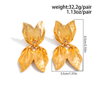 Thumbnail for Trendy Gold Silver Tone Duo Leaf Dangle Stud Earrings
