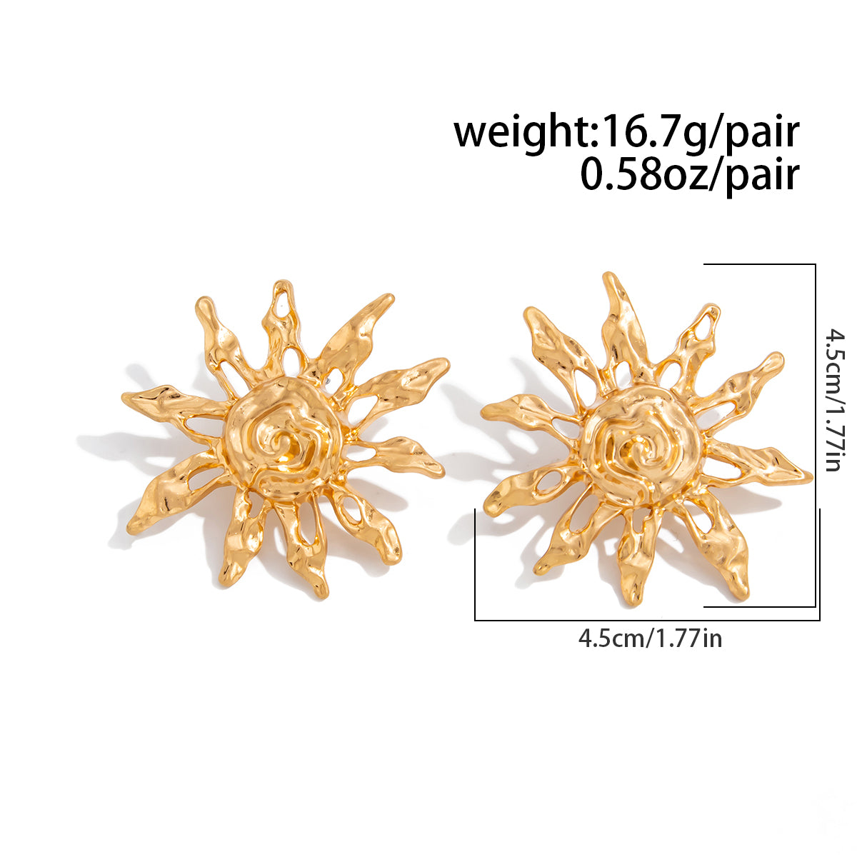 Geometric Irregular Sun Stud Earrings
