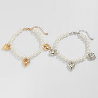 Thumbnail for 2 Pcs Heart Charm Pearl Chain Anklet Set - ArtGalleryZen