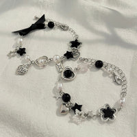 Thumbnail for 2 Pcs Strawberry Heart Letter Charm Pearl Star Chain Bracelet Set - ArtGalleryZen