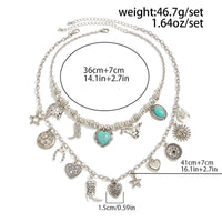 Thumbnail for 2 Pcs Turquoise Heart Boots Lucky Horseshoe Charm Necklace Set - ArtGalleryZen