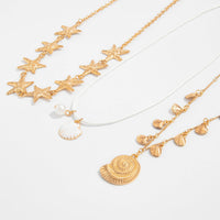 Thumbnail for 3 Pcs Bohemia Enamel Shell Conch Starfish Charm Wax Cord Necklace Set - ArtGalleryZen
