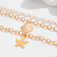 Thumbnail for 3 Pcs Boho Starfish Shell Charm Pearl Chain Bracelet Set - ArtGalleryZen