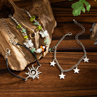 Thumbnail for 3 Pcs Boho Sun Mushroom Star Charm Turquoise Stone Bracelet Set - ArtGalleryZen