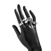 Thumbnail for 4 Pcs Gold Silver Tone Asymmetric Hollow Pattern Open Ring Set - ArtGalleryZen