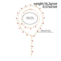Thumbnail for Trendy 2pcs Enamel Cherry Rhinestone Charm Y Necklace Set