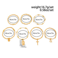 Thumbnail for Stylish 7pcs Heart Star Cross Charm Ball Chain Bracelet Set