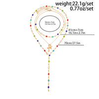 Thumbnail for 3 Pcs Elegant Cross Pendant Colorful Crystal Chain Y Necklace Set