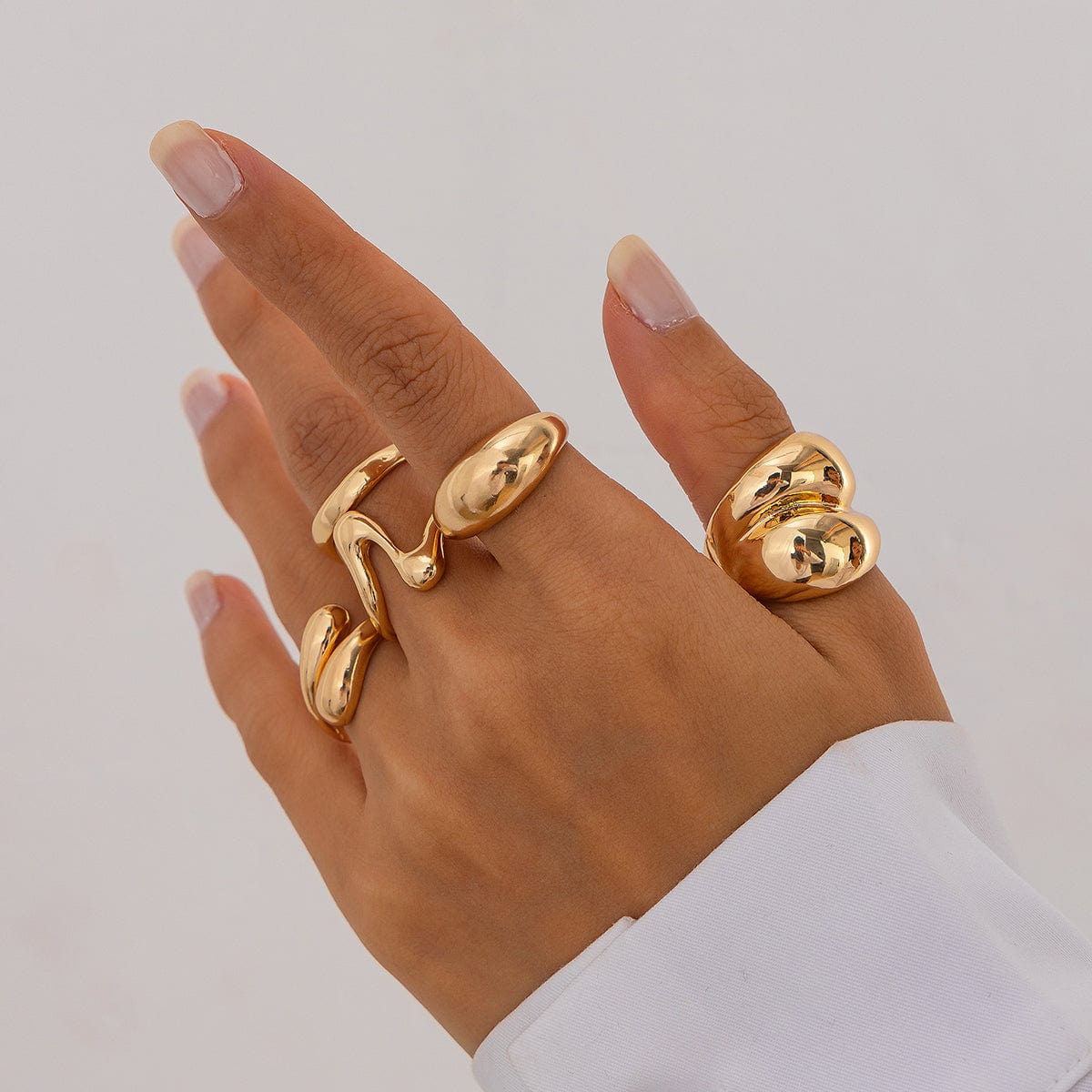 5 Pcs Abstract Irregular Waterdrop Ring Set - ArtGalleryZen