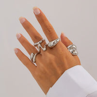 Thumbnail for 5 Pcs Abstract Irregular Waterdrop Ring Set - ArtGalleryZen