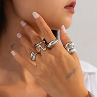 Thumbnail for 5 Pcs Abstract Irregular Waterdrop Ring Set - ArtGalleryZen