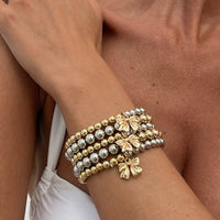 Thumbnail for 5 Pcs Gold Silver Tone Bowknot Charm Ball Chain Bracelet Set - ArtGalleryZen