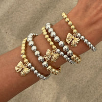 Thumbnail for 5 Pcs Gold Silver Tone Bowknot Charm Ball Chain Bracelet Set - ArtGalleryZen