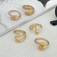 Thumbnail for 5 Pcs Rhinestone Inlaid Waterdrop Ring Set - ArtGalleryZen