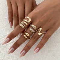 Thumbnail for 5 Pcs Rhinestone Inlaid Waterdrop Ring Set - ArtGalleryZen