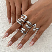 Thumbnail for 5 Pcs Rhinestone Inlaid Waterdrop Ring Set - ArtGalleryZen