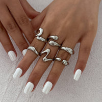 Thumbnail for 6 Pcs Minimalist Irregular Curved Ring Set - ArtGalleryZen