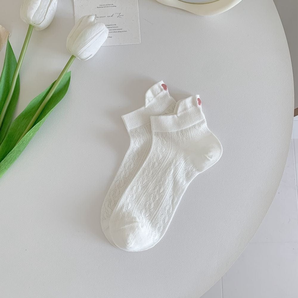 6 Pieces Solid Color Bow Socks - ArtGalleryZen