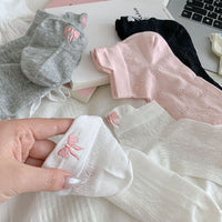 Thumbnail for 6 Pieces Solid Color Bow Socks - ArtGalleryZen