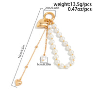Thumbnail for Elegant Gold Tone Heart Pendant Pearl Keychain