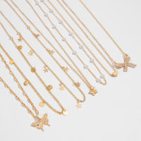 Thumbnail for 7 Pcs Rhinestone Inlaid Butterfly Star Sequin Tassel Pearl Chain Necklace Set - ArtGalleryZen