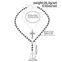 Thumbnail for Gothic 2pcs Floral Cross Pendant Ball Chain Necklace Set