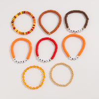 Thumbnail for 8 Pcs Thanksgiving Theme Crystal Letter Polymer Clay Beaded Stackable Bracelet Set - ArtGalleryZen