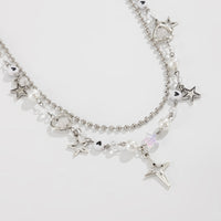 Thumbnail for Dainty Layered Star Pendant Pearl Trouser Chain