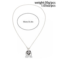 Thumbnail for Trendy Toggle Clasp Rhinestone Heart Pendant Long Chain Necklace