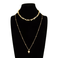 Thumbnail for Minimalist 2pcs Heart Pendant Irregular Beaded Chain Necklace Set
