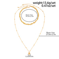 Thumbnail for Minimalist 2pcs Heart Pendant Irregular Beaded Chain Necklace Set