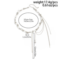 Thumbnail for Chic Rhinestone Heart Pendant Pearl Irregular Beaded Chain Tassel Choker Necklace