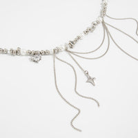 Thumbnail for Chic Rhinestone Heart Pendant Pearl Irregular Beaded Chain Tassel Choker Necklace
