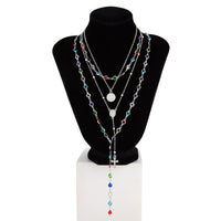 Thumbnail for Baroque 4pcs Cross Round Disk Pendant Crystal Chain Y Necklace Set