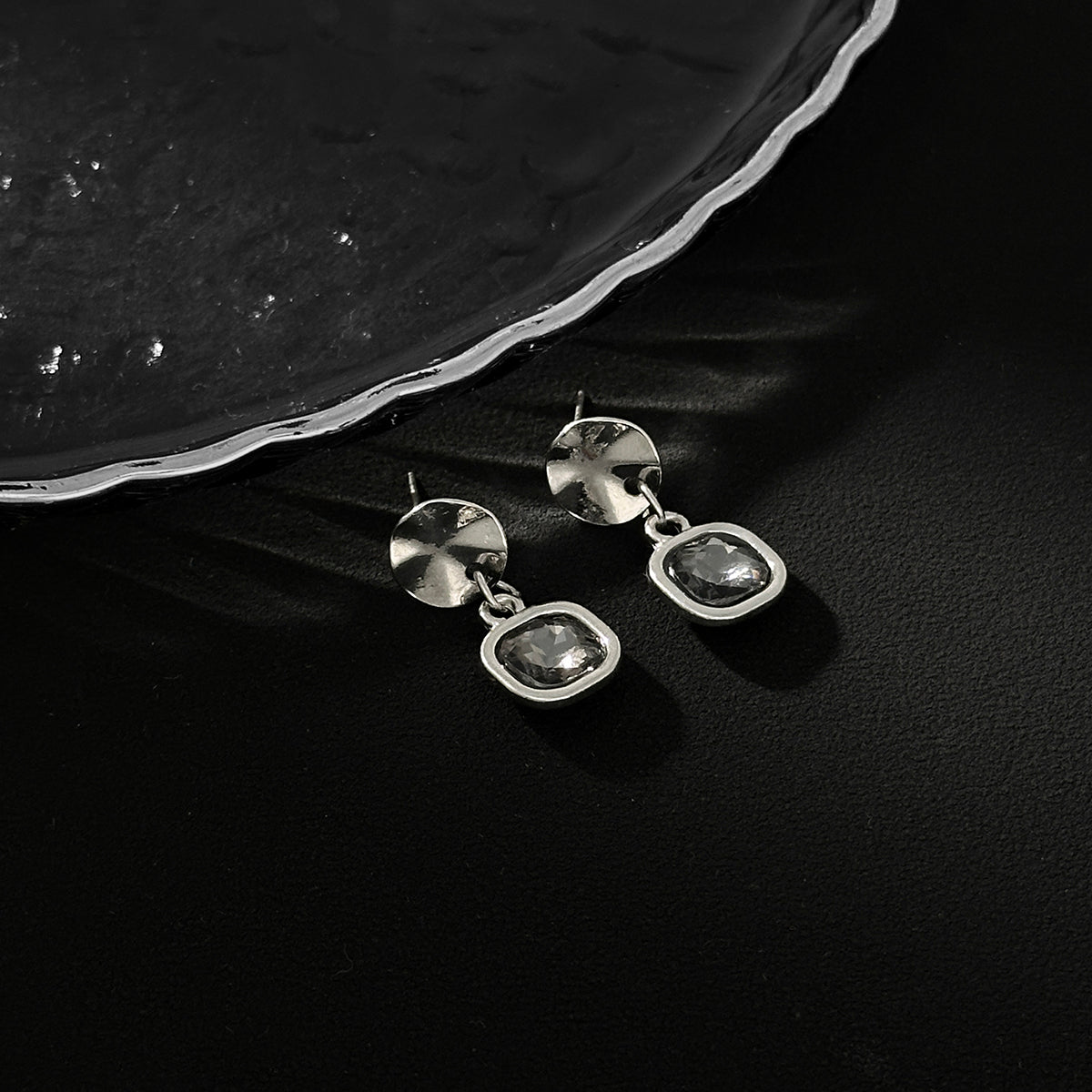 Chic Square Rhinestone Dangle Earrings