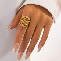 Thumbnail for Abstract Chunky Gold Silver Plated Cage Ring - ArtGalleryZen