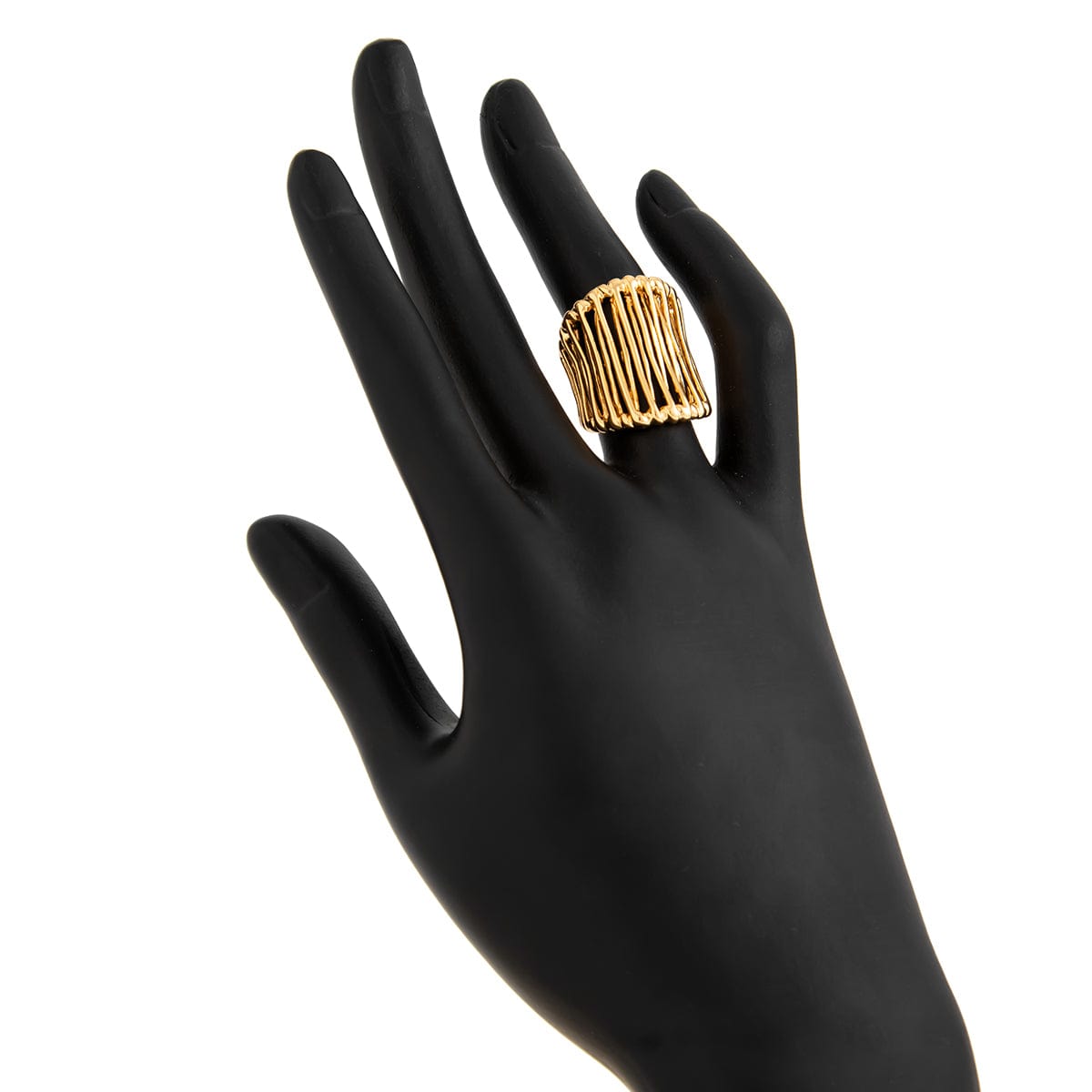 Abstract Chunky Gold Silver Plated Cage Ring - ArtGalleryZen
