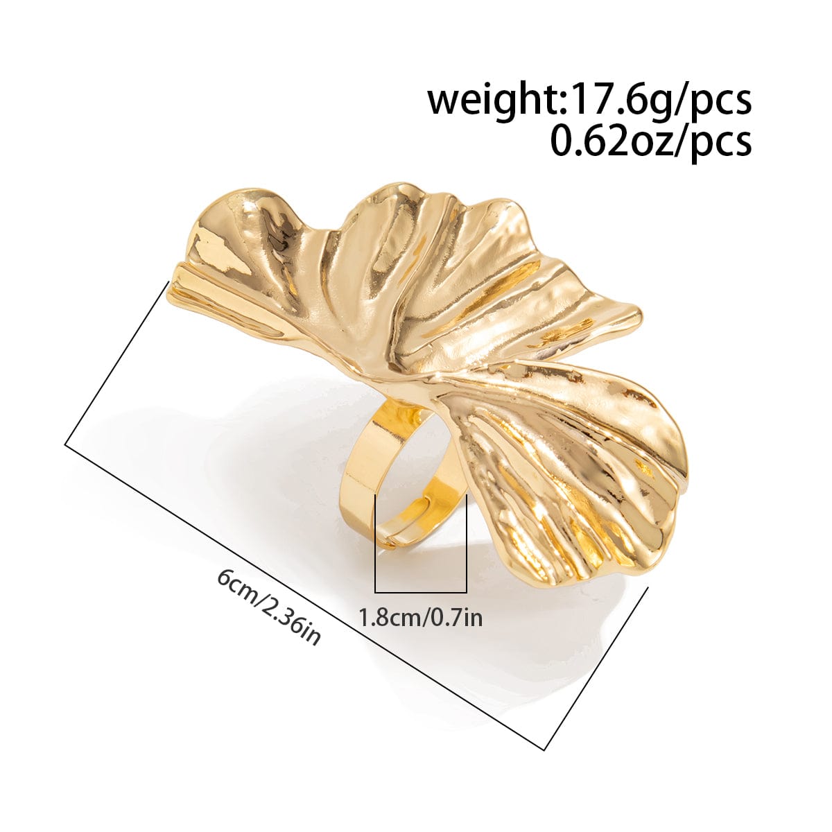 Abstract Chunky Lotus Leaf Ring - ArtGalleryZen