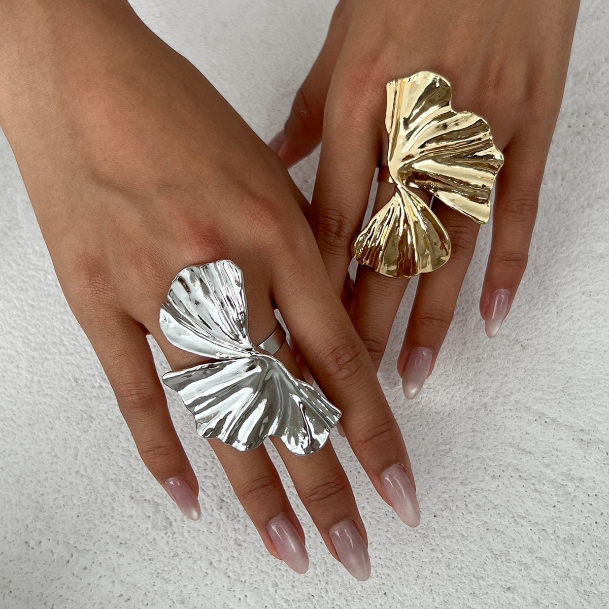 Abstract Chunky Lotus Leaf Ring - ArtGalleryZen