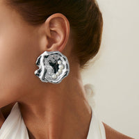 Thumbnail for Abstract Chunky Pearl Inlaid Shell Earrings - ArtGalleryZen