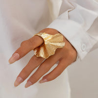 Thumbnail for Abstract Chunky Textured Lotus Leaf Ring - ArtGalleryZen