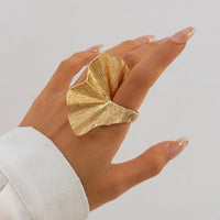 Thumbnail for Abstract Chunky Textured Lotus Leaf Ring - ArtGalleryZen
