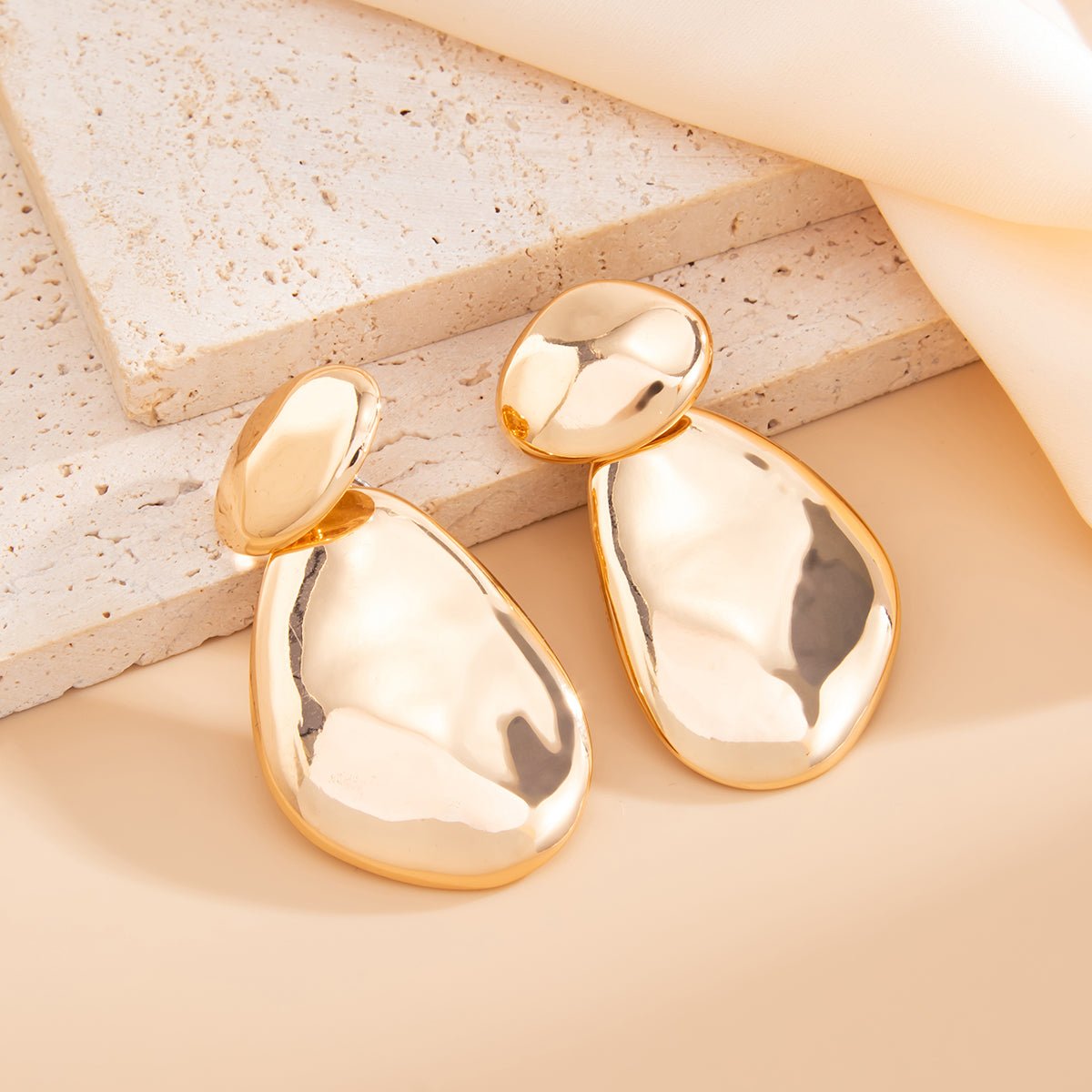 Abstract Glossy Duo Waterdrop Stud Earrings - ArtGalleryZen